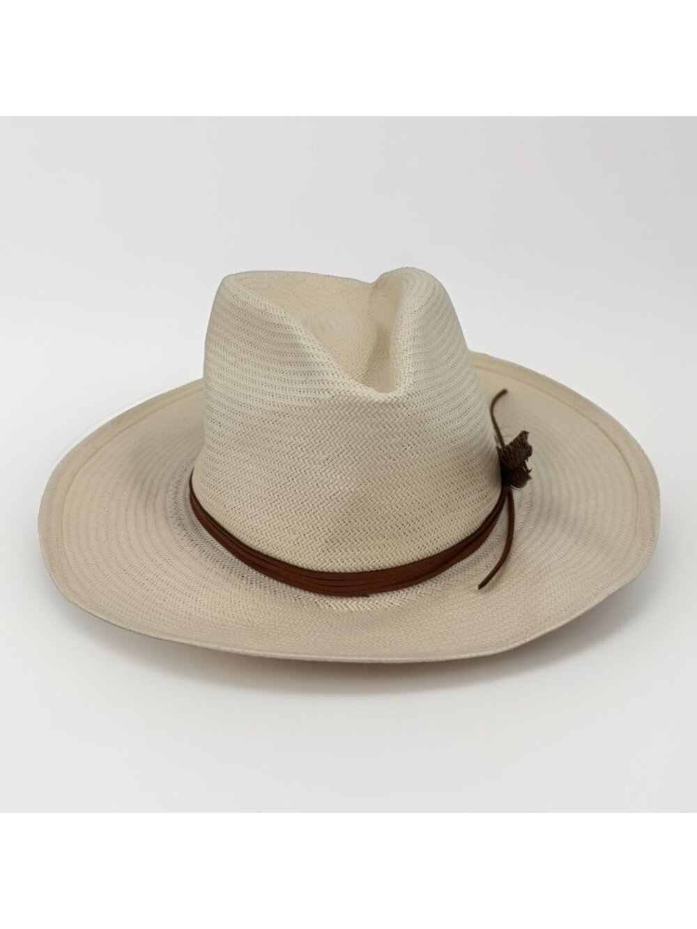 Stetson Tallahassee Shantung Straw Fedora Hat size 7 Women's NWOT